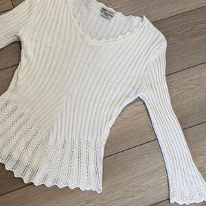 Vintage Faded Glory White Knit Sweater Size M(8/10)|Fall Country Chic Detailed